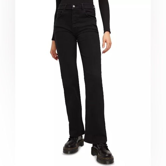 Free People NWT We the Free High Rise French Girl Black Flare Jeans Size 32 - Picture 3 of 15